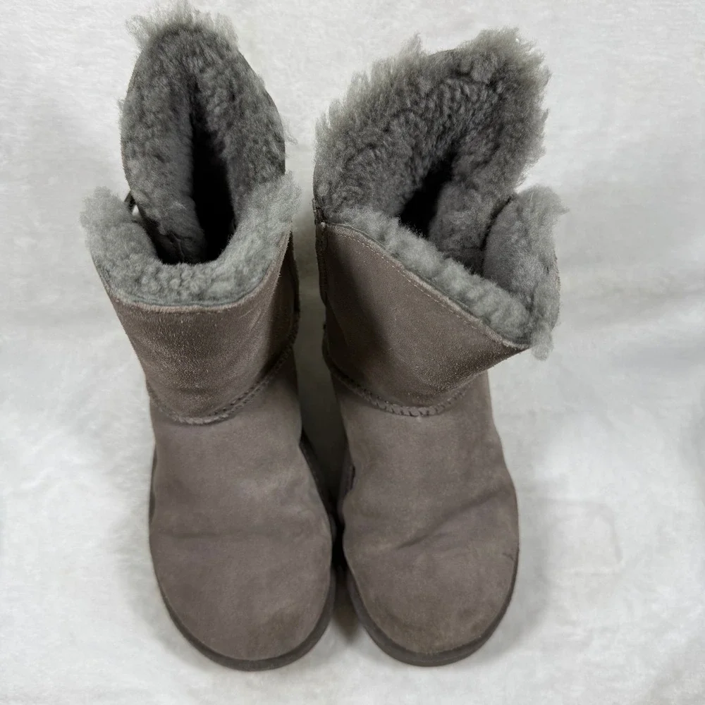 UGG Gita Grey Suede Shearling Lace Up Boots 1018629 Womens Size 6